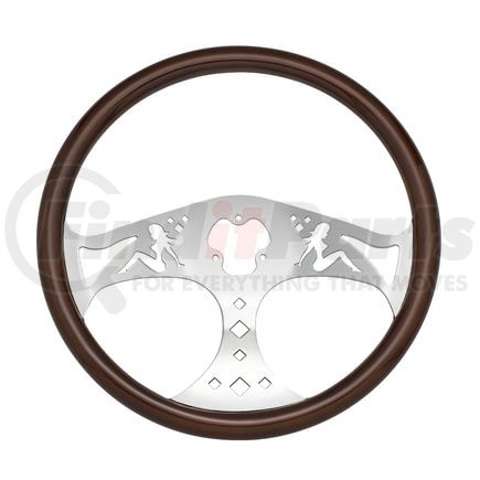 88312 by UNITED PACIFIC - Steering Wheel - 18", Lady, with Chrome Horn Bezel and Horn Button, Woodgrain