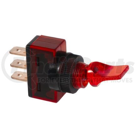 98287 by UNITED PACIFIC - Toggle Switch - Duckbill Type, Red, Illuminated, 12V, 20 AMP, On/Off, S.P.S.T.