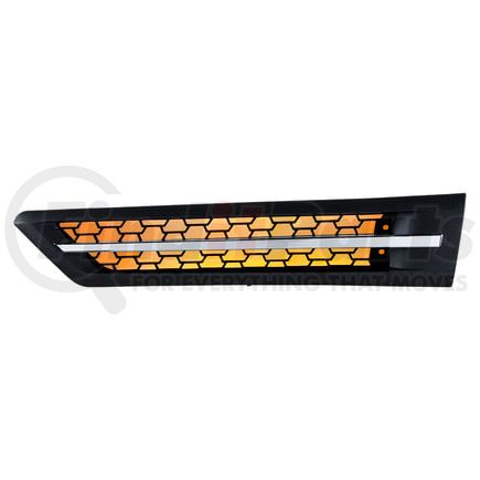 42863 by UNITED PACIFIC - Shaker Hood Scoop Grille - Driver Side, with Amber LED, for 2018-2024 Freightliner Cascadia 126