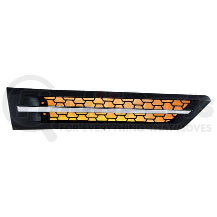 42864 by UNITED PACIFIC - Shaker Hood Scoop Grille - Passenger Side, with Amber LED, for 2018-2024 Freightliner Cascadia 126