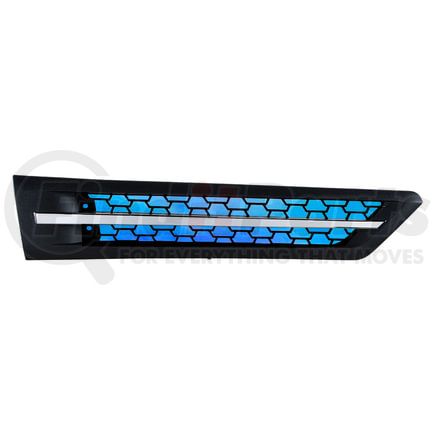 42866 by UNITED PACIFIC - Shaker Hood Scoop Grille - Passenger Side, with Blue LED, for 2018-2024 Freightliner Cascadia 126