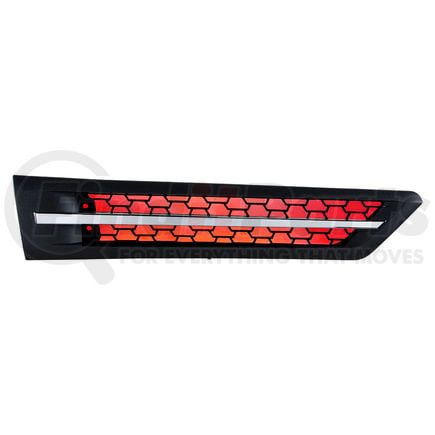 42870 by UNITED PACIFIC - Shaker Hood Scoop Grille - Passenger Side, with Red LED, for 2018-2024 Freightliner Cascadia 126