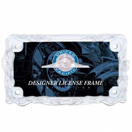 50128 by UNITED PACIFIC - License Plate Frame - Chrome, Flame Motorcycle