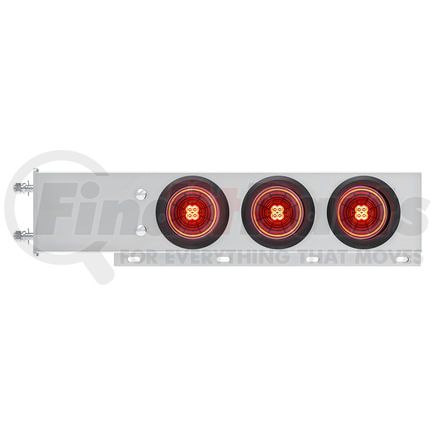 61009 by UNITED PACIFIC - Light Bar - Stainless Steel, Spring Loaded, 3-3/4" Bolt Pattern, with 6 x 4" 13 LED Abyss Light, Red LED/Lens