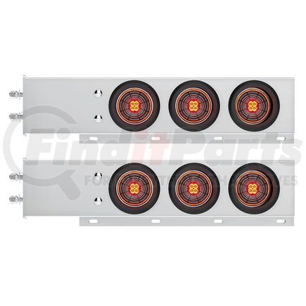 61016 by UNITED PACIFIC - Light Bar - Stainless Steel, Spring Loaded, 2-1/2" Bolt Pattern, with 6 x 4" 13 LED Abyss Light, Red LED/Clear Lens