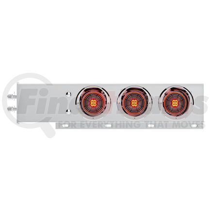 61019 by UNITED PACIFIC - Light Bar - Stainless Steel, Spring Loaded, 2" Bolt Pattern, with 6 x 4" 13 LED Abyss Light, Red LED/Clear Lens, with Visor