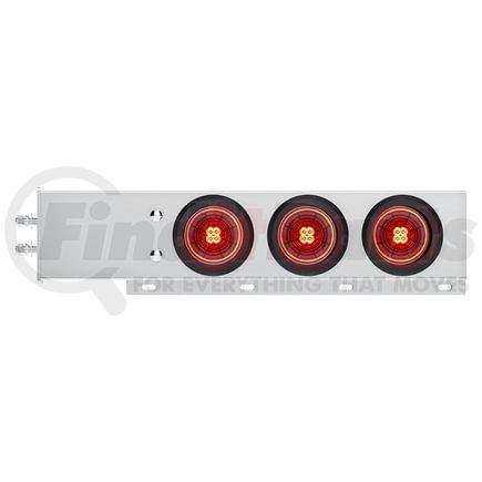 61021 by UNITED PACIFIC - Light Bar - Stainless Steel, Spring Loaded, 2" Bolt Pattern, with 6 x 4" 13 LED Abyss Light, Red LED/Lens