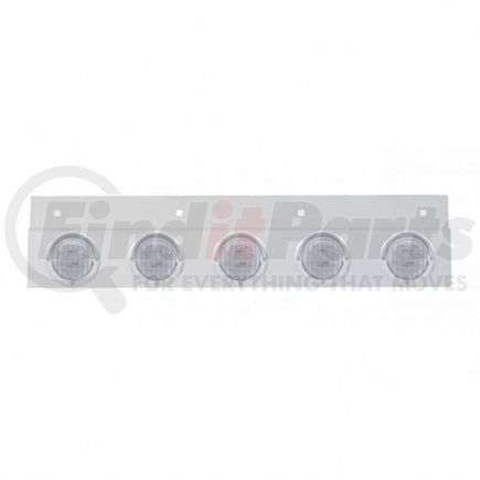 61717 by UNITED PACIFIC - Mud Flap Hanger - Mud Flap Plate, Top, Stainless, with Five 9 LED 2" Lights & Visors, Red LED/Clear Lens