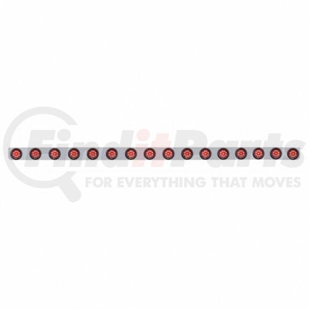 62938 by UNITED PACIFIC - Bumper Light Bar - Stainless, with Bracket, Clearance/Marker Light, Red LED and Lens, Stainless Steel, with Rubber Grommets, 9 LED Per Light