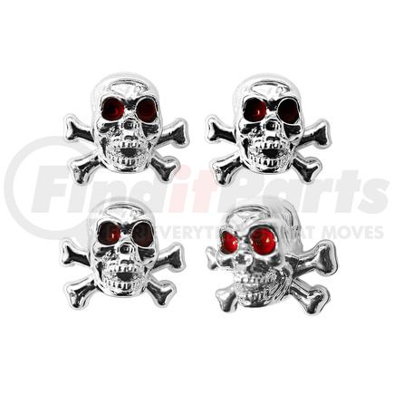 70004 by UNITED PACIFIC - Tire Valve Stem Cap - Chrome, Skull