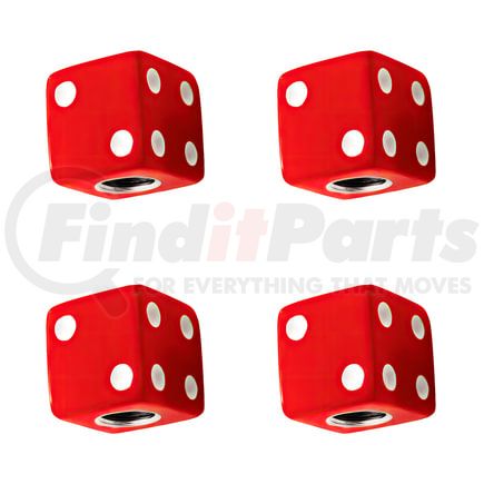 70005 by UNITED PACIFIC - Tire Valve Stem Cap - Red, Dice, with White Dots