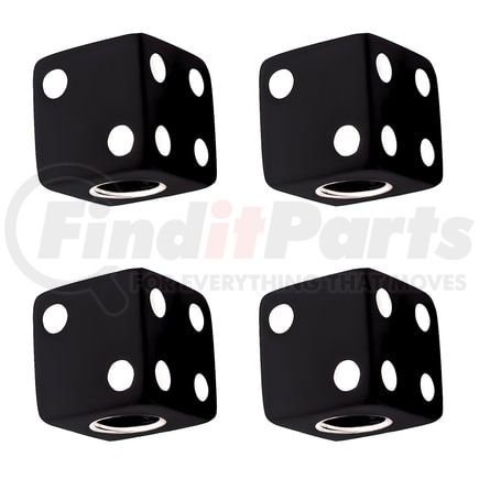 70007 by UNITED PACIFIC - Tire Valve Stem Cap - Black, Dice, with White Dots