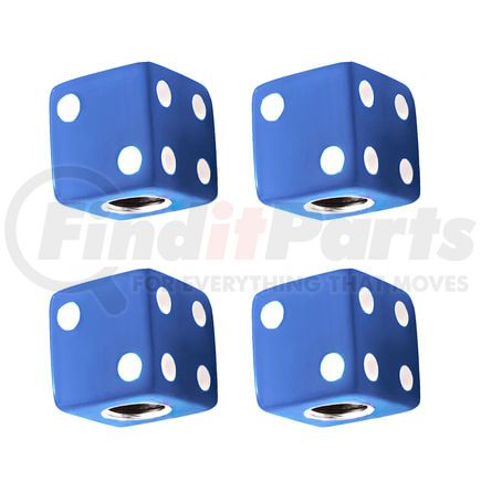 70008 by UNITED PACIFIC - Tire Valve Stem Cap - Blue, Dice, with White Dots