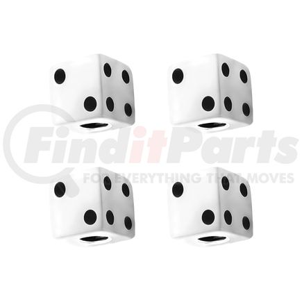 70006 by UNITED PACIFIC - Tire Valve Stem Cap - White, Dice, with Black Dots