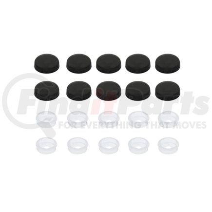 70076 by UNITED PACIFIC - Wheel Nut Cover - 10-Pack, Black, Plastic, Snap-On, for #6 and #8 Screw