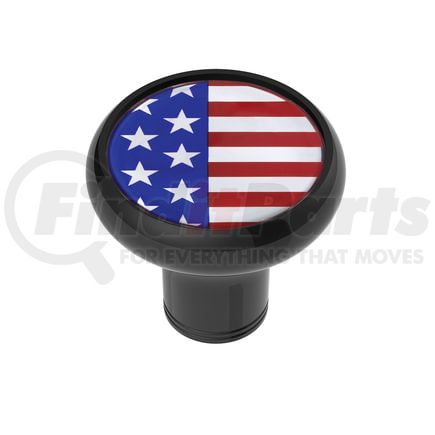 70344 by UNITED PACIFIC - Gearshift Knob - Aluminum, 1/2"-13 Thread-On, with US Flag Sticker, Black