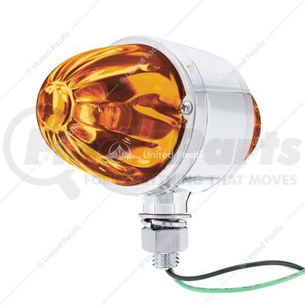 33018 by UNITED PACIFIC - Marker Light - Dark Amber, LED, Double Face, Chrome Housing, Watermelon Style