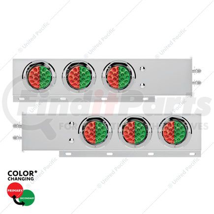 61037 by UNITED PACIFIC - Trailer Light - 2" Bolt Pattern, SS, Spring Loaded Bar, with 6x (19) Red and Green LED