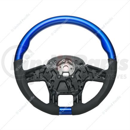 88346 by UNITED PACIFIC - Steering Wheel - 18 " dia., Indigo Blue, Leather and Wood, fits 2012-2021 Peterbilt 579