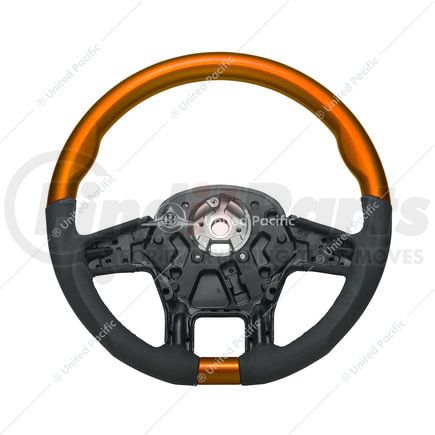 88348 by UNITED PACIFIC - Steering Wheel - 18 " dia., Cadmium Range, Leather and Wood, fits 2012-2021 Peterbilt 579