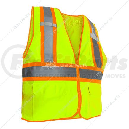 99219L by UNITED PACIFIC - Safety Vest - Yellow, Large, High Visibility, with Pocket and Zipper