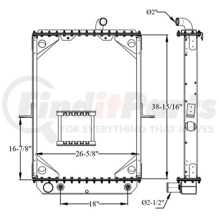 42-10321 by REACH COOLING - 1999-2007 Mack MR Series W-T PTO
39.00" x 26.25" x 2.25" Inlet :