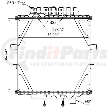 42-10322 by REACH COOLING - 95-04 PETERBILT 357- 375- 379- 385 W-1270 SQ IN 
W-T SURGE TANK
36.25" x