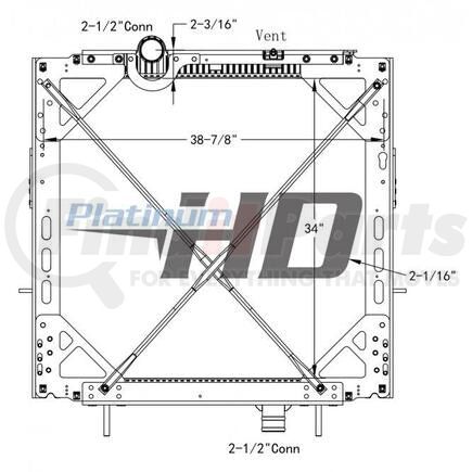 Peterbilt HDC010177PAF RAD HD;08-11 587 EXHD;W/FRAME CONF 2 PIN EA CNR;IN LH/OUT RH