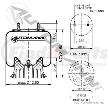 AB1DK23K-9083 by AUTOMANN - AIR SPRING ROLLING LOBE