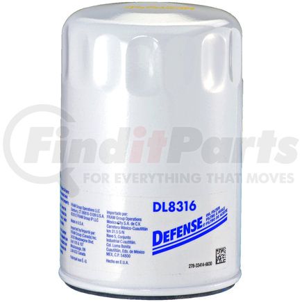 DL8316 by FRAM - Defense Filters, DL8316, Oil Filters