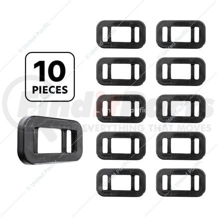 31510P10 by UNITED PACIFIC - 10-Piece Mini Rectangular Grommet, Black, Rubber, Fits Truck-Lite 45 Series Light