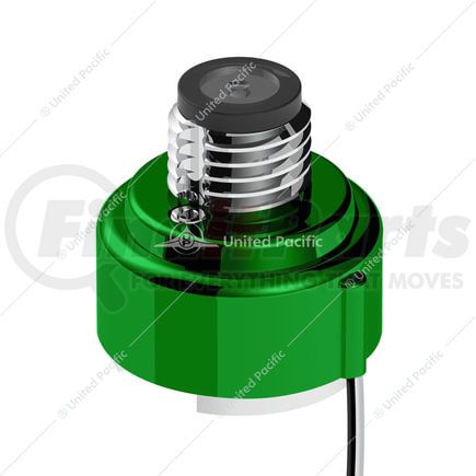 71063 by UNITED PACIFIC - M30 x 3.5 Thread-On Gearshift Adapter with LED Mount, Emerald Green