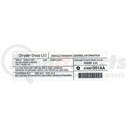 47480051AA by MOPAR - LABEL