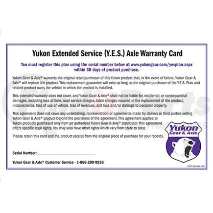 YESAXLE by YUKON - Yukon Extended Service plan for axle shaft.