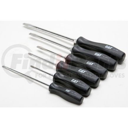 1627804 by CATERPILLAR - Screwdriver Set - 6-Piece, Standard, Flat Head, Black Ergonomic Handle