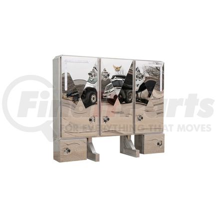 BC02-0003 by WORLD AMERICAN - Truck Cab Protector / Headache Rack - Vaulted, with 5 Mirror Finish Doors and Tool Box