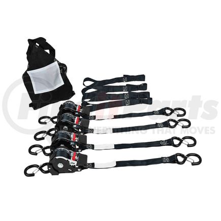 CS07-0057 by WORLD AMERICAN - Tie Down Strap - Black, Retractable Ratchet, with Soft Loops For ATVs, UTVs & Motorcycles