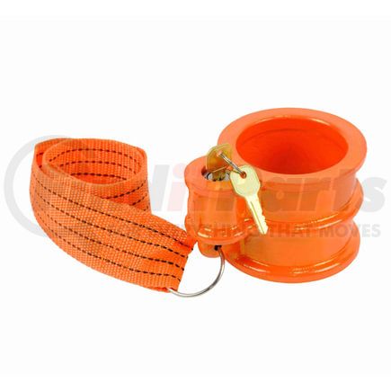 FW01-0008 by WORLD AMERICAN - Fifth Wheel Trailer Hitch King Pin Lock - Orange, Powder Coated, with Safety Ribbon
