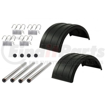 Betts Spring TIKPF200-68P Fender Hardware Kit Fender Hardware Kit with Undrilled Galvanized Bracket, Single Tandem, Black
