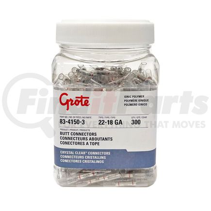 83-4150-3 by GROTE - Heat Shrinkable Butt Connectors - Crystal Clear, 22-18 Gauge