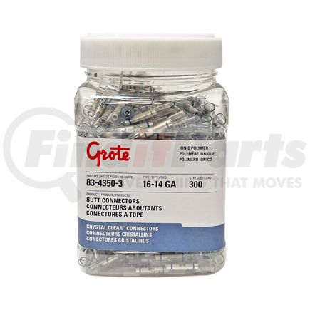 83-4350-3 by GROTE - Heat Shrinkable Butt Connectors - Crystal Clear, 16-14 Gauge