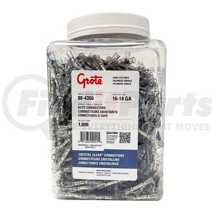 88-4350 by GROTE - Heat Shrinkable Butt Connectors - Crystal Clear, 16-14 Gauge
