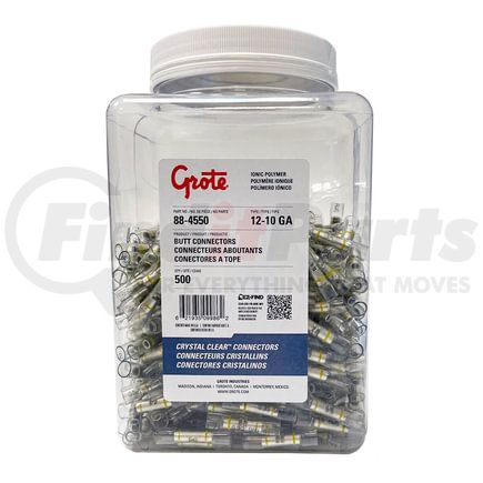 88-4550 by GROTE - Heat Shrinkable Butt Connectors - Crystal Clear, 12-10 Gauge