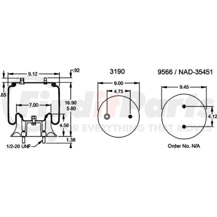 352-9017 by DAYTON PARTS - AIR SPRING W013589017