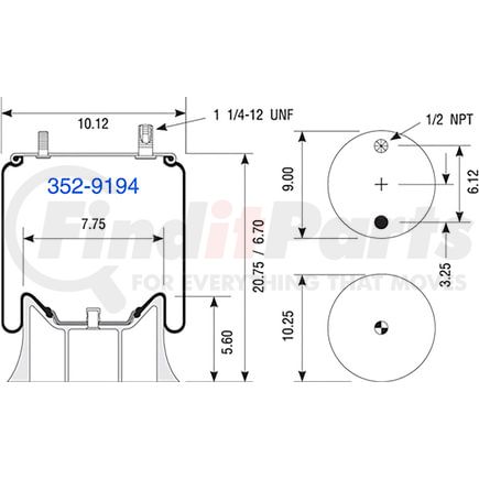352-9194 by DAYTON PARTS - AIR SPRING W013589194