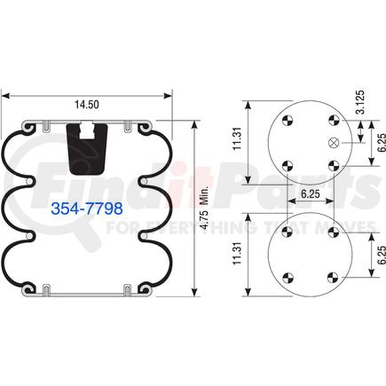 354-7798 by DAYTON PARTS - AIR SPRING W013587798