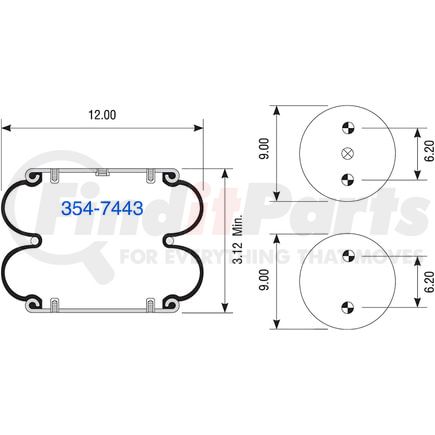 354-7443 by DAYTON PARTS - AIR SPRING W013587443