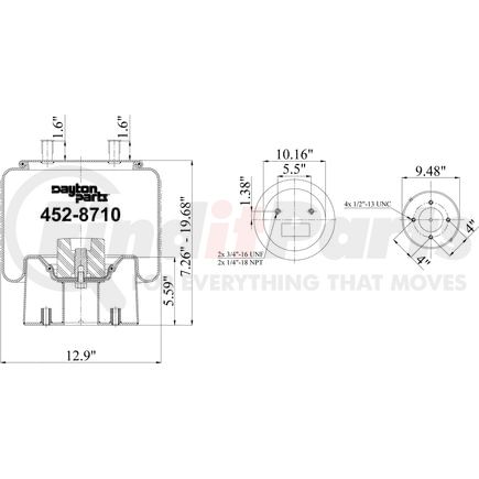 452-8710 by DAYTON PARTS - AIR SPRING;RLOB/S
