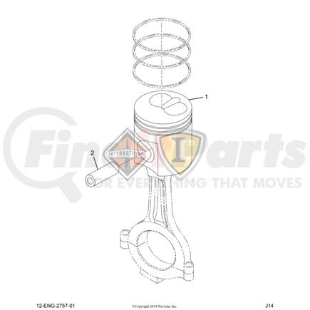 1816674C91 by INTERNATIONAL - Package Piston & Pin 3000, 4000, 512, Pistons - 7.3, Navistar Compatible