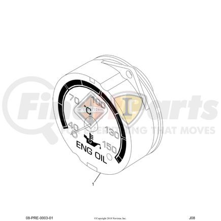 3615269C3 by INTERNATIONAL - Gauge Electronic Oil Temperature W/Black Face, Navistar Compatible